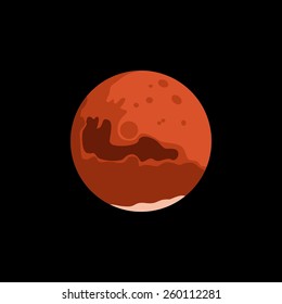 Vector minimalistic vertical banner with Mars in interstellar space. Red planet of Solar System