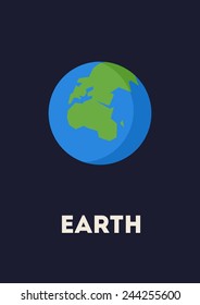 Vector minimalistic vertical banner with Neptune in interstellar space. Planet of solar system