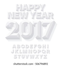 Vektor minimalistischer weißer Happy New Year 2017 Grußkarte mit Buchstabensatz