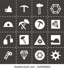 Vector mining icon set on black background