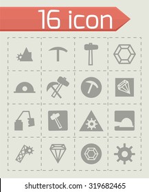 Vector mining icon set on grey background