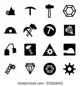 Vector mining icon set on white background