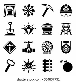 Vector Mining icon set on white background