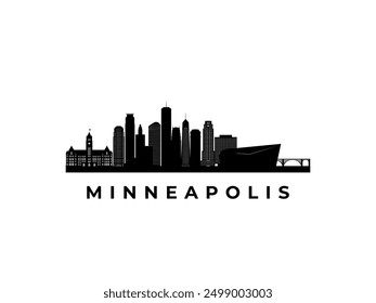 Vektor Minneapolis Skyline. Reisen Minneapolis berühmte Wahrzeichen. Geschäfts- und Tourismuskonzept für Präsentation, Banner, Website.