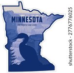 vector Minnesota sticker design with Common Loon in Gooseberry Falls State Park	