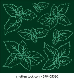 Vector mint leaves pattern background