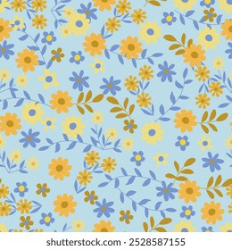 Vector Mint Small Flowers Seamless Pattern