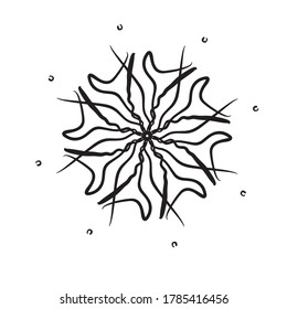Vector mirroring outline flower illustration