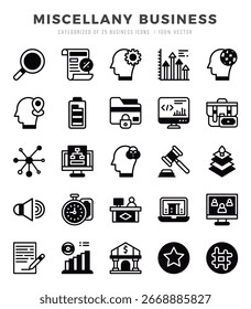 Vector Miscellany Conjunto de iconos de tipos de negocio en estilo Lineal Filled. Ilustración vectorial.