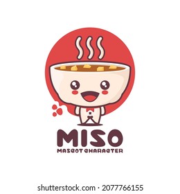 vector miso soup cartoon mascot, suitable for, logos, prints, labels, stickers, etc, isolated on a white background.