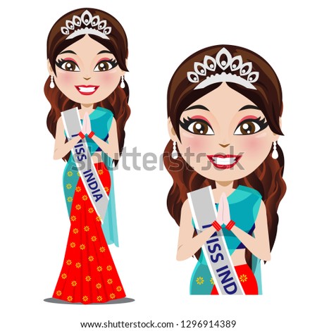 A vector of miss universe beauty pageant. The model is wearing a gown and also the miss universe crown