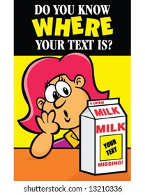 Vector Of Missing Message On Milk Carton, Add Your Text To Customize Image