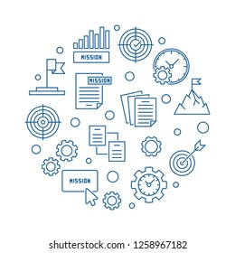 Vector mission business concept circular illustration in thin line style