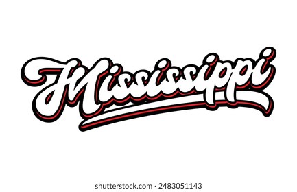 Vector Mississippi text typography design for tshirt hoodie baseball cap jacket and other uses vector