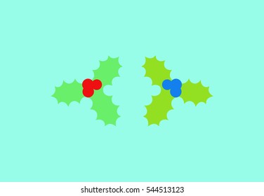 Vector mistletoe flat set icons