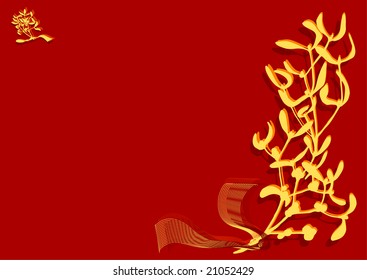 vector- mistletoe isolated on red background