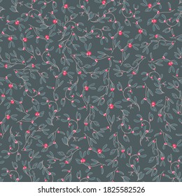 Vector mistletoe en un patrón sin costuras gris. Cásese con el diseño de Navidad para textiles y papel 