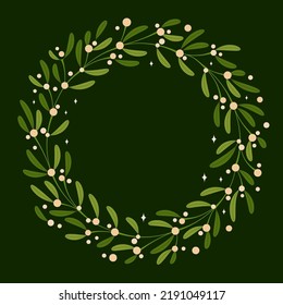 El vector mistletoe era una corona para el diseño de pancartas. Colección de fondo retro vintage. Vector de fondo de arte de acuarela de flores. Dibujo de vectores. Fondo natural.