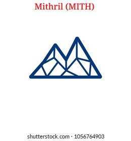 Vector Mithril (MITH) digital cryptocurrency logo. Mithril (MITH) icon. Vector illustration isolated on white background.