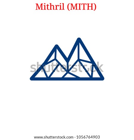 Vector Mithril (MITH) digital cryptocurrency logo. Mithril (MITH) icon. Vector illustration isolated on white background.