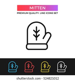 Vector mitten icon. Premium quality graphic design. Modern signs, outline symbols collection, simple thin line icons set for websites, web design, mobile app, infographics