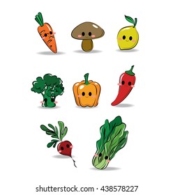 Vector Mix set of Vegetable (Carrot, Broccoli, Beetroot, Bell pepper, Lemon, Chili, lettuce)