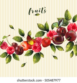 Vector mixed berry banner.