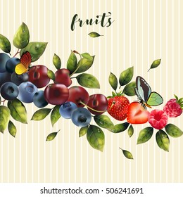 Vector mixed berry banner.