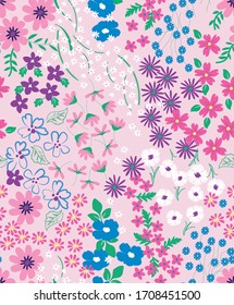 
vector mixed crispy flowers on powder background