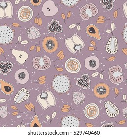 Vector mixed fruit seamless pattern.