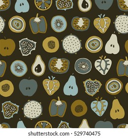 Vector mixed fruit seamless pattern.
