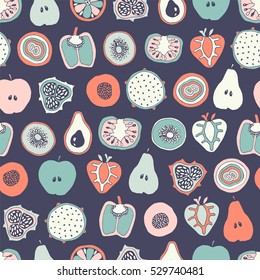 Vector mixed fruit seamless pattern.