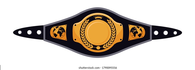 Vector mixed martial arts title champion belt isolated on white background. Trophy award for boxing, kickboxing or wrestling championship competition and tournament. Professional sport prize reward