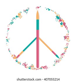 vector mixed paint, love and peace symbol