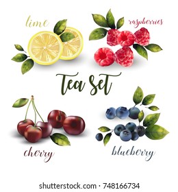 Vector mixed tea set.