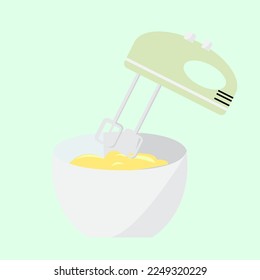 vector mixer and cake batter being stirred svg