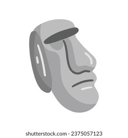 Vector moai easter island statue on white.
