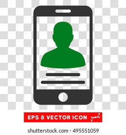Vector Mobile Account EPS vector icon. Illustration style is flat iconic bicolor green and gray symbol on a transparent background.