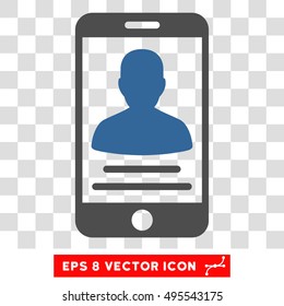 Vector Mobile Account EPS vector pictogram. Illustration style is flat iconic bicolor cobalt and gray symbol on a transparent background.