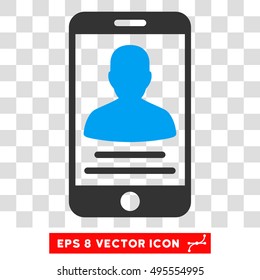 Vector Mobile Account EPS vector pictogram. Illustration style is flat iconic bicolor blue and gray symbol on a transparent background.