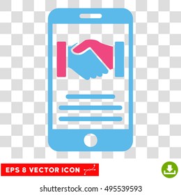 Vector Mobile Agreement EPS vector pictogram. Illustration style is flat iconic bicolor pink and blue symbol on a transparent background.