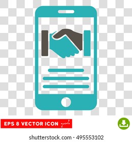 Vector Mobile Agreement EPS vector pictograph. Illustration style is flat iconic bicolor grey and cyan symbol on a transparent background.