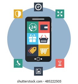 Vector mobile app development, social network concept.