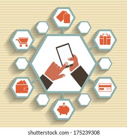 Vector mobile app - email marketing and promotion.