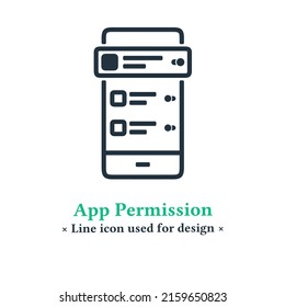 Vector mobile app permission icon isolated on a white background. App permission symbols for web and mobile apps.