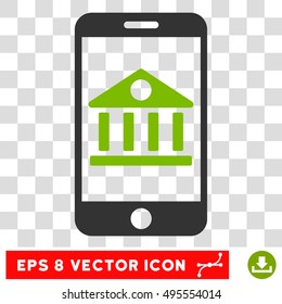 Vector Mobile Bank EPS vector icon. Illustration style is flat iconic bicolor eco green and gray symbol on a transparent background.