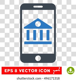 Vector Mobile Bank EPS vector icon. Illustration style is flat iconic bicolor smooth blue symbol on a transparent background.