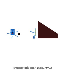 vector mobile cartoon character. Playing soccer