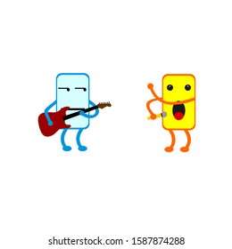 vector mobile cartoon character. sing