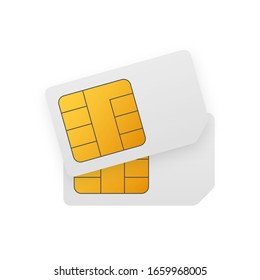 Vector Mobile Cellular Phone Sim Card Chip Isolated on Background